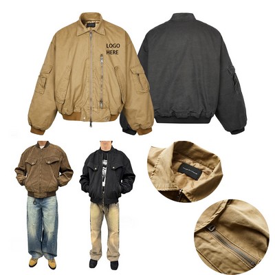 Mens Bomber Jacket Casual Fall Winter Military Style Coat For Daily Outwear