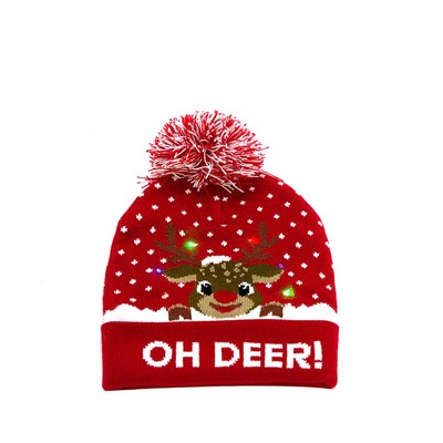 Christmas Knit Hat With Colorful LED Light