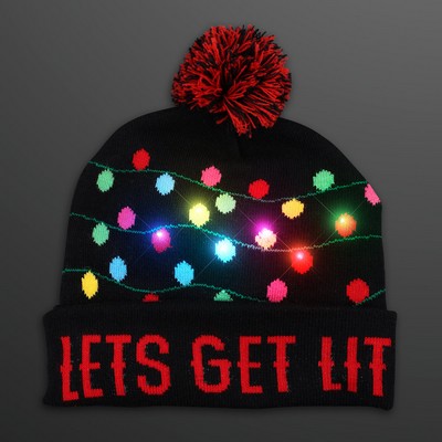 "Get Lit" Blinky Bulbs Beanie Hat - BLANK
